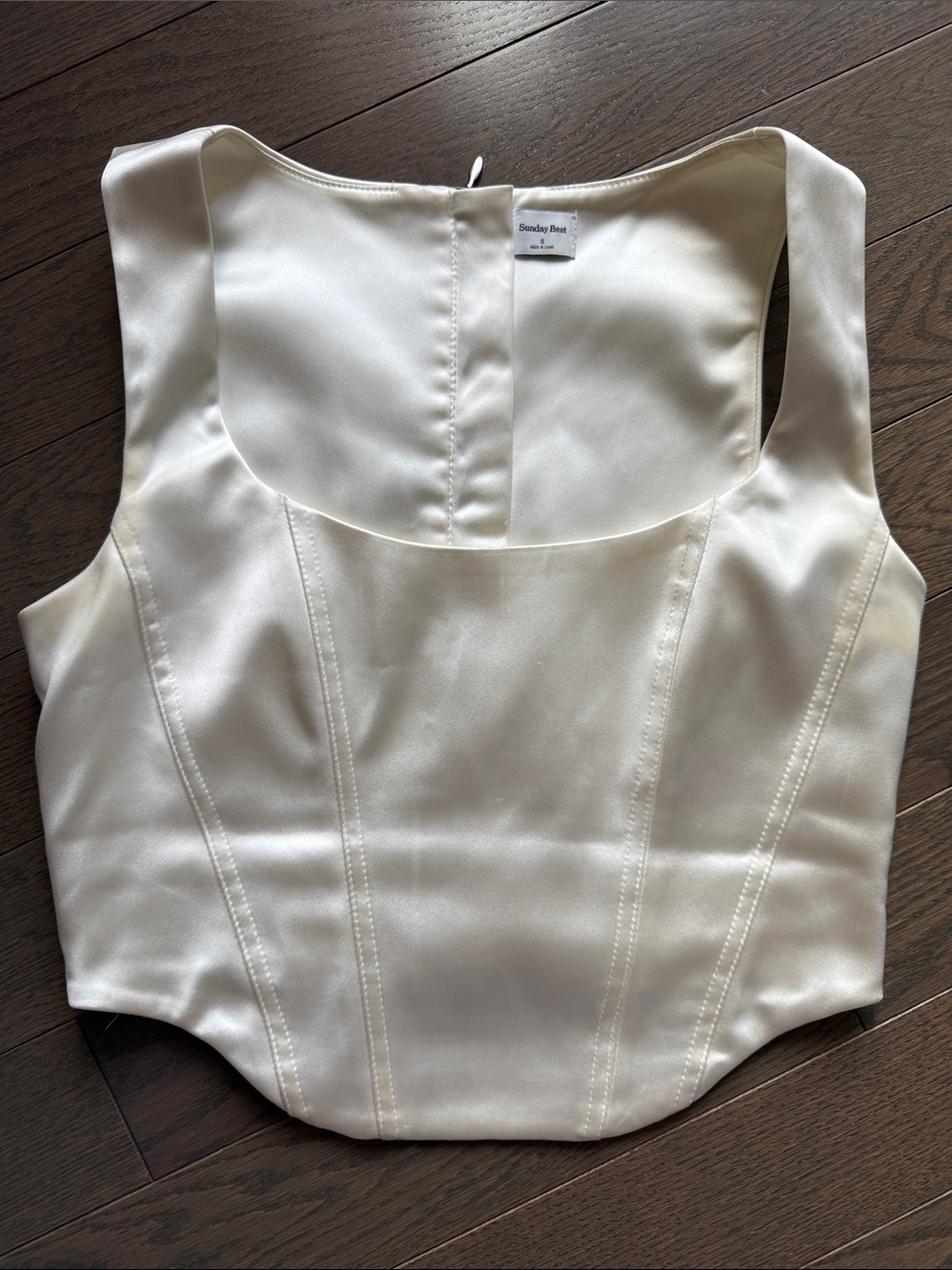 Sunday Best Cream Satin Corset Crop Top